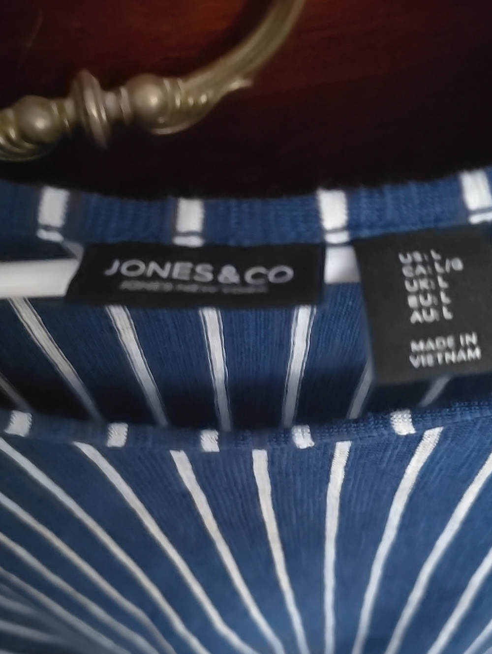 Jones & Co Navy and White Striped Top